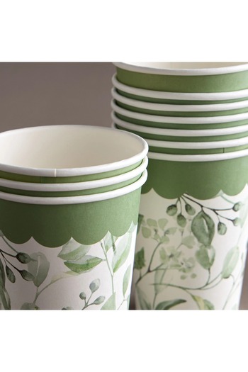 Generic Ellipse 10-Piece Wood Pulp Disposable Cup Set - 360 ml