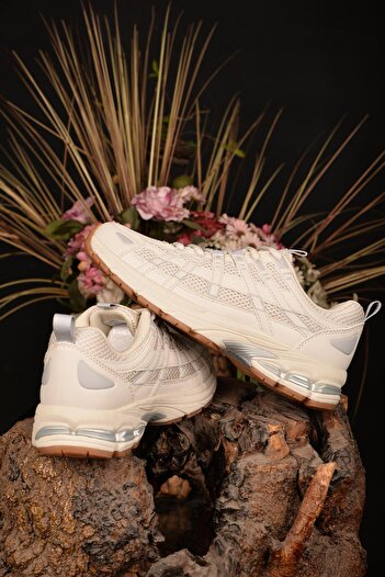 Lescon Unisex Bej 4 Mevsim Sneaker Terletmez Kaydırmaz Koku Yapmaz Ortopedik Tarz Yürüyüş Ayakkabısı