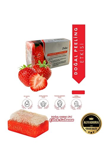 Wolawood Natural Pumpkin Fiber Strawberry Soap 100% Handmade Herbal Organic Exfoliating and Skin Care Soap