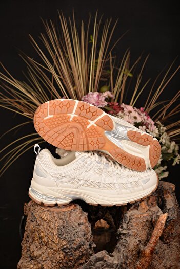 Lescon Unisex Bej 4 Mevsim Sneaker Terletmez Kaydırmaz Koku Yapmaz Ortopedik Tarz Yürüyüş Ayakkabısı