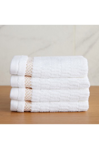 Generic Antigua 600 GSM Turkish Cotton 4-Piece Fingertip Towel Set - 30x30 cm