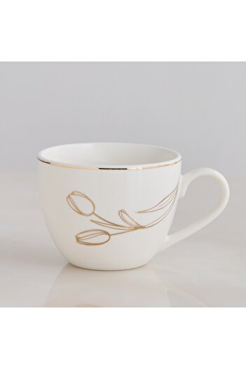 Generic Tulip Porcelain Espresso Cup and Saucer Set - 90 ml