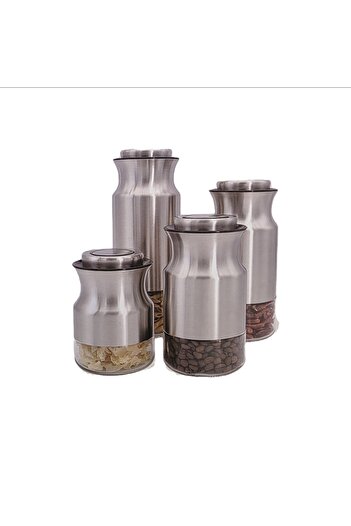 Tekbir 4 Piece Locking Vacuum Metal Glass Jar Set