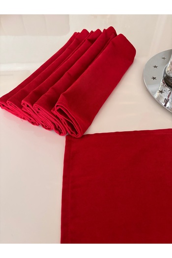 Ayd Home 6-Piece Red Velvet American Tablecloth Christmas New Year Tablecloth