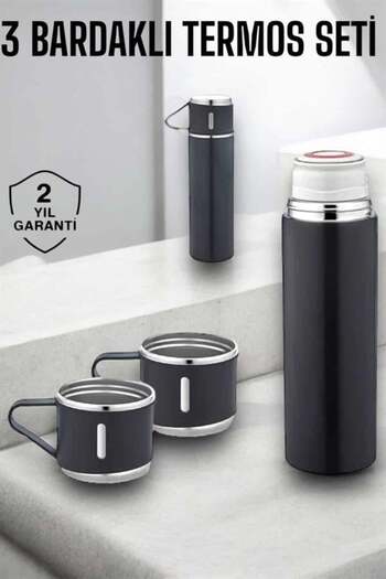 Toptan Bulurum Stainless Steel 3-Piece Thermos Set Vacuum and 8 Hours Heat Preservation