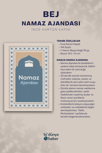 Bi Dünya Haber Namaz Ajandası (Bej)