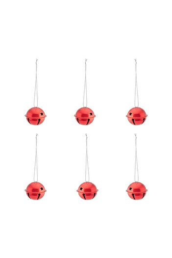 Altınkayaticaret Christmas Tree Ornament Metal Bell Red 6 Pieces Lively Colors