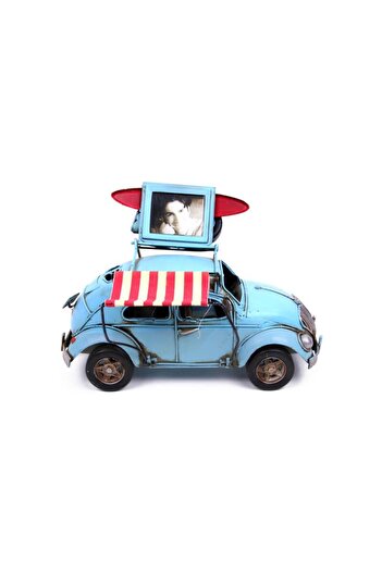 peanelife Decorative Metal Car with Frame and Awning Vintage Gift