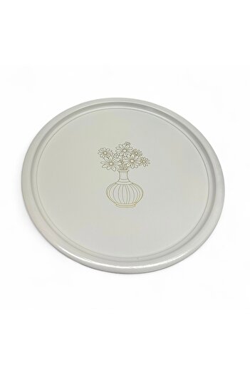Hane216 50 cm Round Metal Tray Breakfast Tea Coffee Presentation Tray