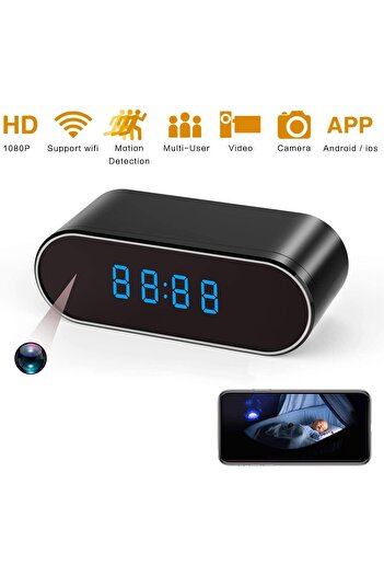 NO BRAND WiFi Camera 1080p Motion Detection Digital Clock