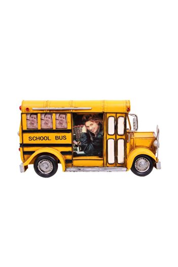 peanelife Cadou decorativ cu tematică autobuz școlar cu cadru metalic