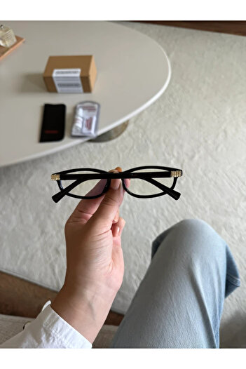 RoseandRoses Meux Design Oval Blue Light Protection Glasses Black