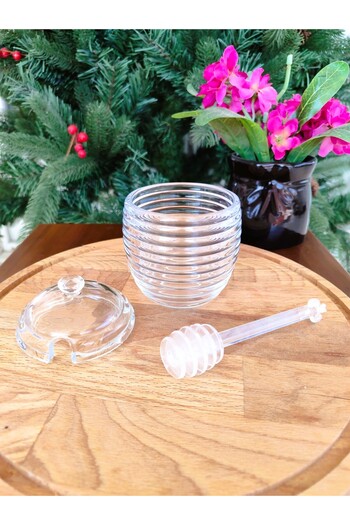 Madame Coco Lorenzo Kaşıklı Cam Bal Kavanozu - 240ml - 1 Adet