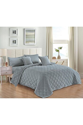 MİNG Lİ Winter comforter set for two people, two-sided system, velvet side, soft fur side, 6 pieces, light fixed filling, comforter size 230 x 250 cm