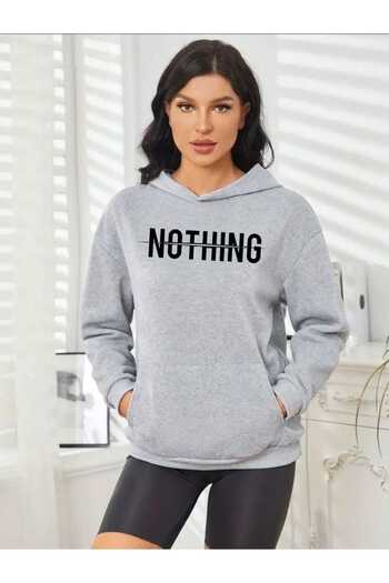tkn your style Unisex Nothing Print Design Trend Oversize Hooded Sweatshirt