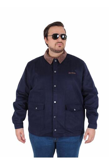 MocGrande Plus Size Gabardine Coat Jacket 25902 NAVY
