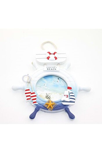 peanelife Wooden Marine Frame with Rudder