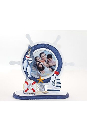 peanelife Wooden Marine Frame with Rudder