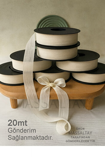 Massaltay Linen Ribbon 2 cm 20 Meters White – Decoration and Decorative Accessory
