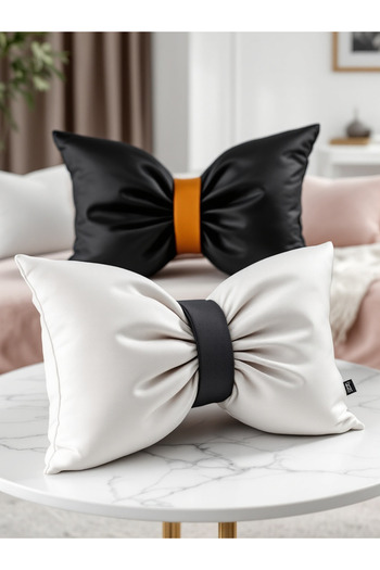 JACA 2-Piece Linen Set Bow-Shaped Decorative Pillow with Filling Bow-Shaped Gift Pillow Throw Pillow (2 Pieces)