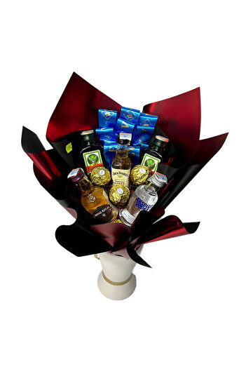 velve Delice gift bouquet for men, Chivas Regal 12 YO, Absolut Vodka, Jack Daniels