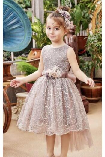 sunshine boutique15 Lace Dress Decorated with Flowers and Feathers, Long at the Back