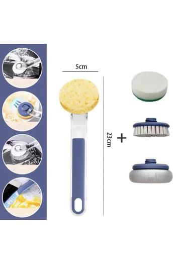 miraza Dishwashing Brush, 4 Interchangeable Heads, Ergonomic Handle, Blue, 23 cm