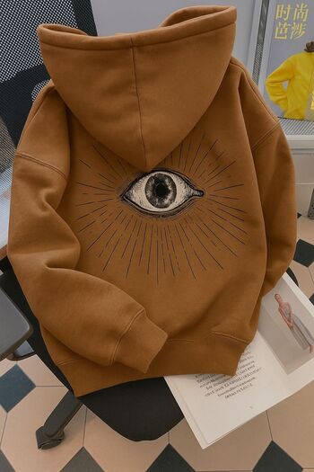 MELOOX Φούτερ με κουκούλα με γραφικό τύπωμα Eye and Moon – Unisex Streetwear
