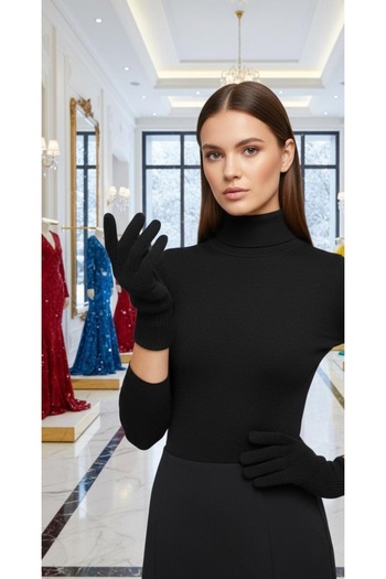 awix Unisex Adult / Teenager / Child / Black Winter Waiter Boy Stretchy Lycra Knitwear Knitted Gloves