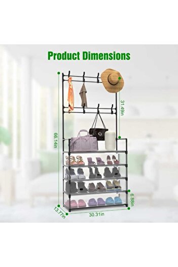 Casco Professional Multifunctional 4-Shelf Shoe Rack Clothes and Shoes Storage Rack with Clothes Hanger Hooks