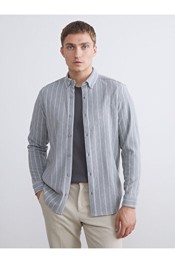 LC Waikiki Slim Fit Long Sleeve Striped Men's Shirt