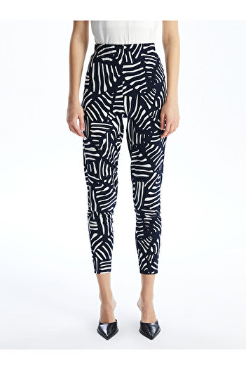 LC Waikiki Patterned Women's Trousers with Elastic Waist