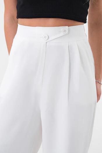 Hazel Women's Off-White Korean Style Palazzo Pants