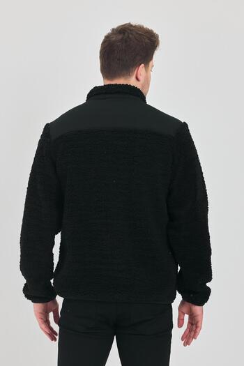 DAMGA JEANS Men's Basic Winter Thick Black Loose Plush Jacket