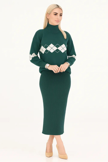 Home 7075 - Front Sleeve Diamond-Patterned Double-Breasted Dress Suit