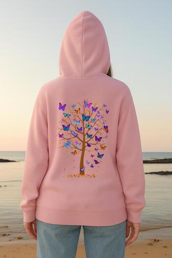 MELOOX Butterfly Tree Graphic Printed Oversize Hooded Sweatshirt – Unisex