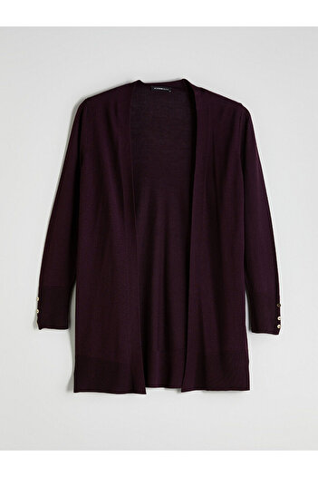 LC Waikiki Burgundy Shawl Collar Women's Knitwear Cardigan