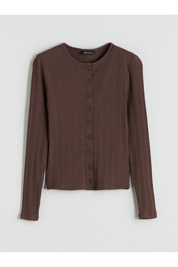 LC Waikiki Brown Crew Neck Women's Cardigan