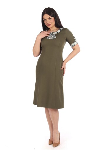 AD Fashion Khaki dress with pleats 91R121i121 - 44 EU