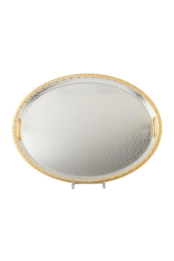 ORIAN Silver and gold single oval serving tray