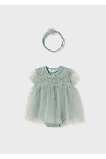 MAYORAL Baby Girl Tulle Dress with Headband Mint