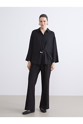 LC Waikiki Black Textured Women's Shirt