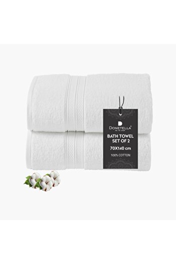 Generic DONETELLA 2-Piece 600 GSM Combed Cotton Bath Sheet Set - 85x172 cm