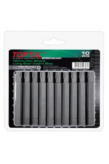 TOPTUL Long screwdriver bit set FSEB1227G, torx profile T27, hex drive 10 mm, lu