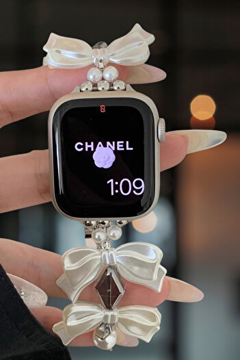 Fibaks Apple Watch 49/46/45/44/42 mm 11/10/9/8/7/6/5/4/3/Se/Ultra/Hk/Pro/Max Strap Bead Heart Bow