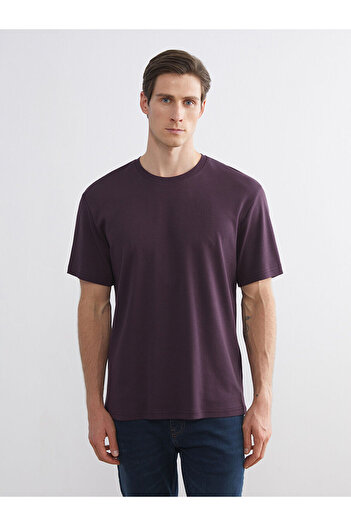 LC Waikiki Ανδρικό μπλουζάκι με κοντό μανίκι Plum Crew Neck