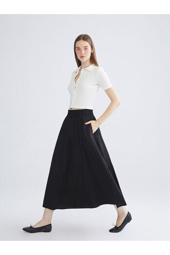 LC Waikiki Xside New Season Poplin Flared Skirt with Elastic Waist