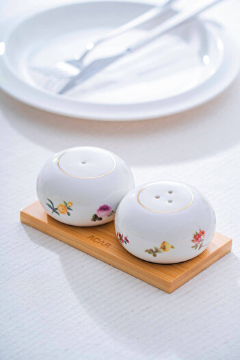 ACAR Leandra Salt and Pepper Shaker Set with Wooden Stand