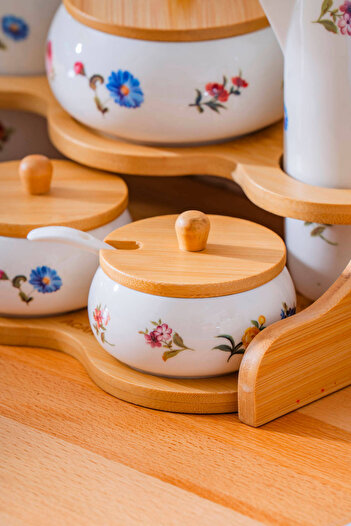 ACAR Leandra Wooden Stand Oil Bottle, Vinegar Bottle & Spice Rack Set