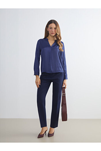 LC Waikiki Navy Blue Plus Size Standard Fit Women's Cigarette Pants